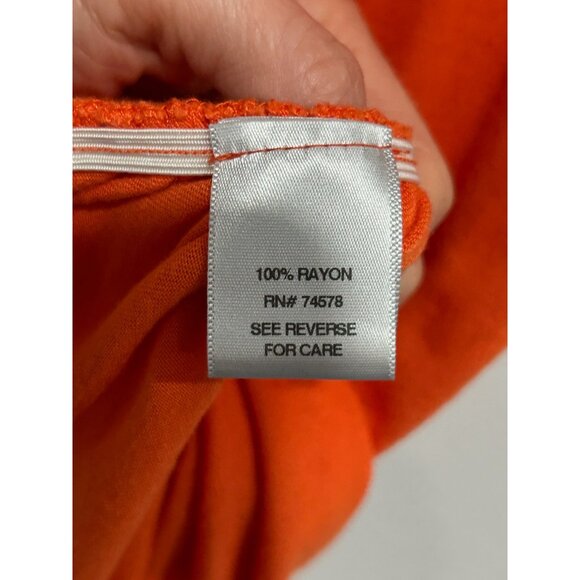 Cache Orange Short Sleeve Top Rhinestone Embellishments Ruched Side Sz Medium - Picture 7 of 10